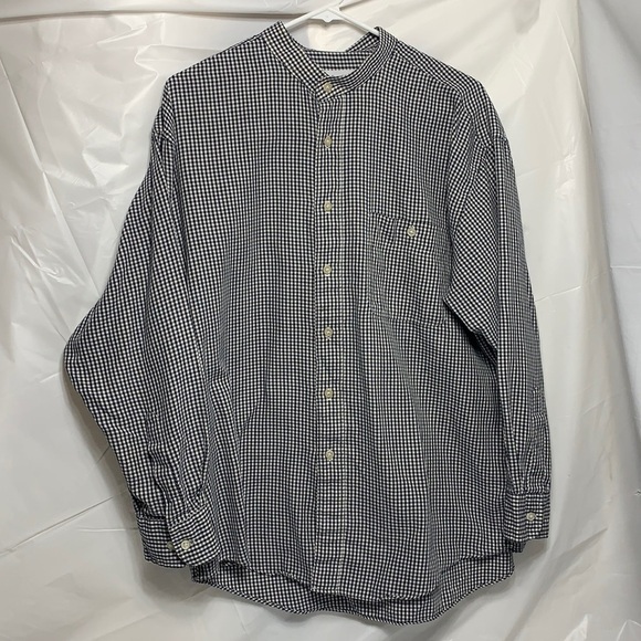 MEN’S Yves Saint Laurent Black White Button Down Long Sleeve Shirt Size 17 32-33 - Picture 2 of 5